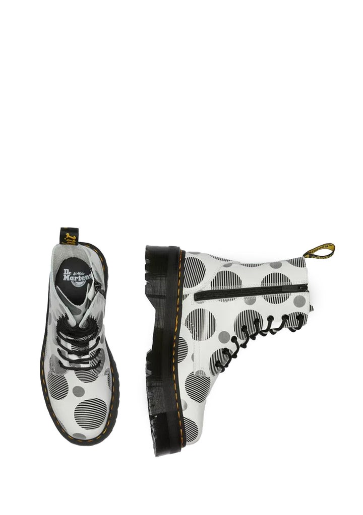 DR MARTENS - Stivaletto White/blk polka dots