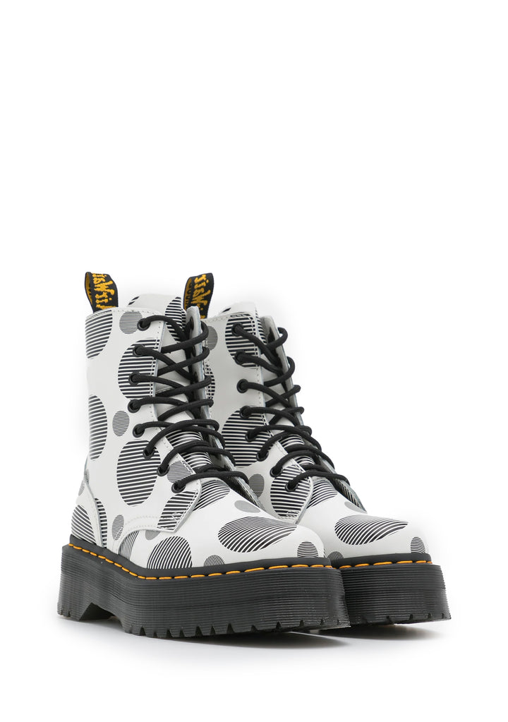 DR MARTENS - Stivaletto White/blk polka dots