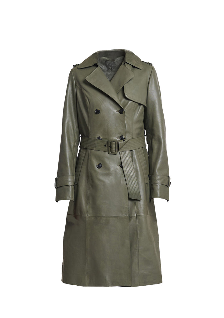 TRENCH DONNA Green Rino&pelle