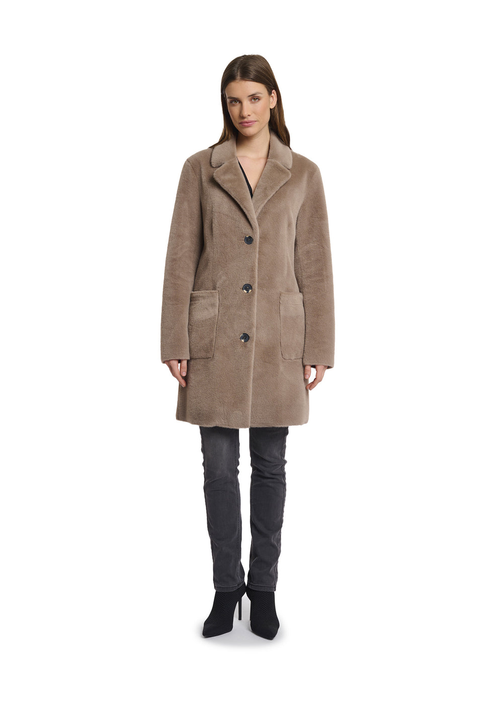 CAPPOTTO DONNA Tortora Rino&pelle
