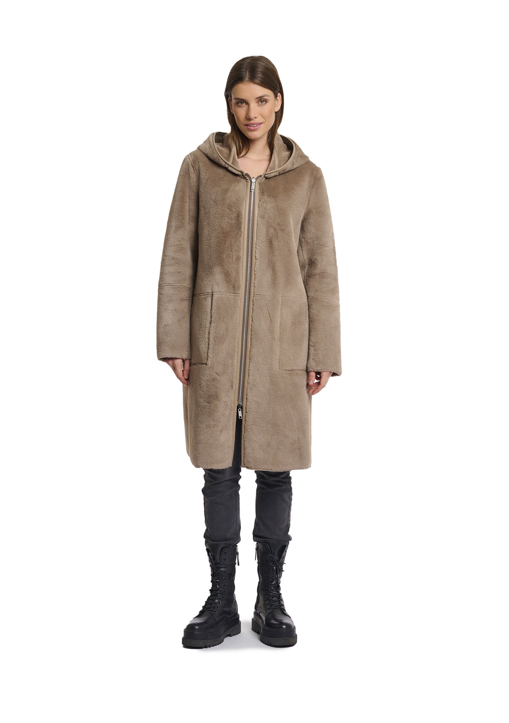 CAPPOTTO DONNA Tortora Rino&pelle