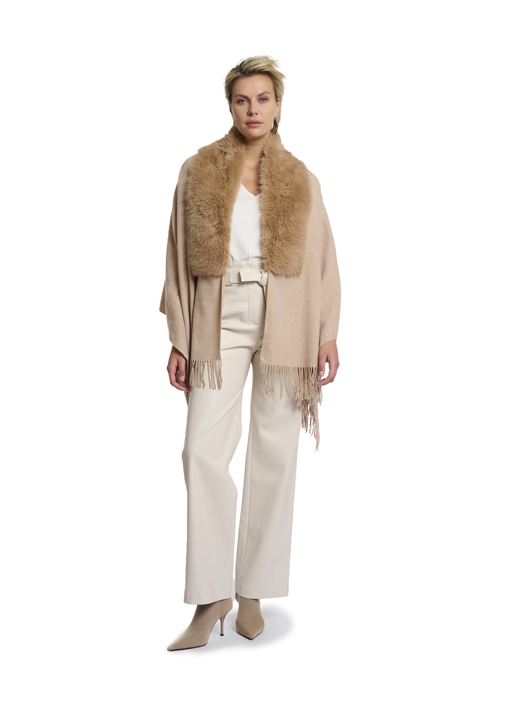 PONCHO DONNA Beige Rino&pelle