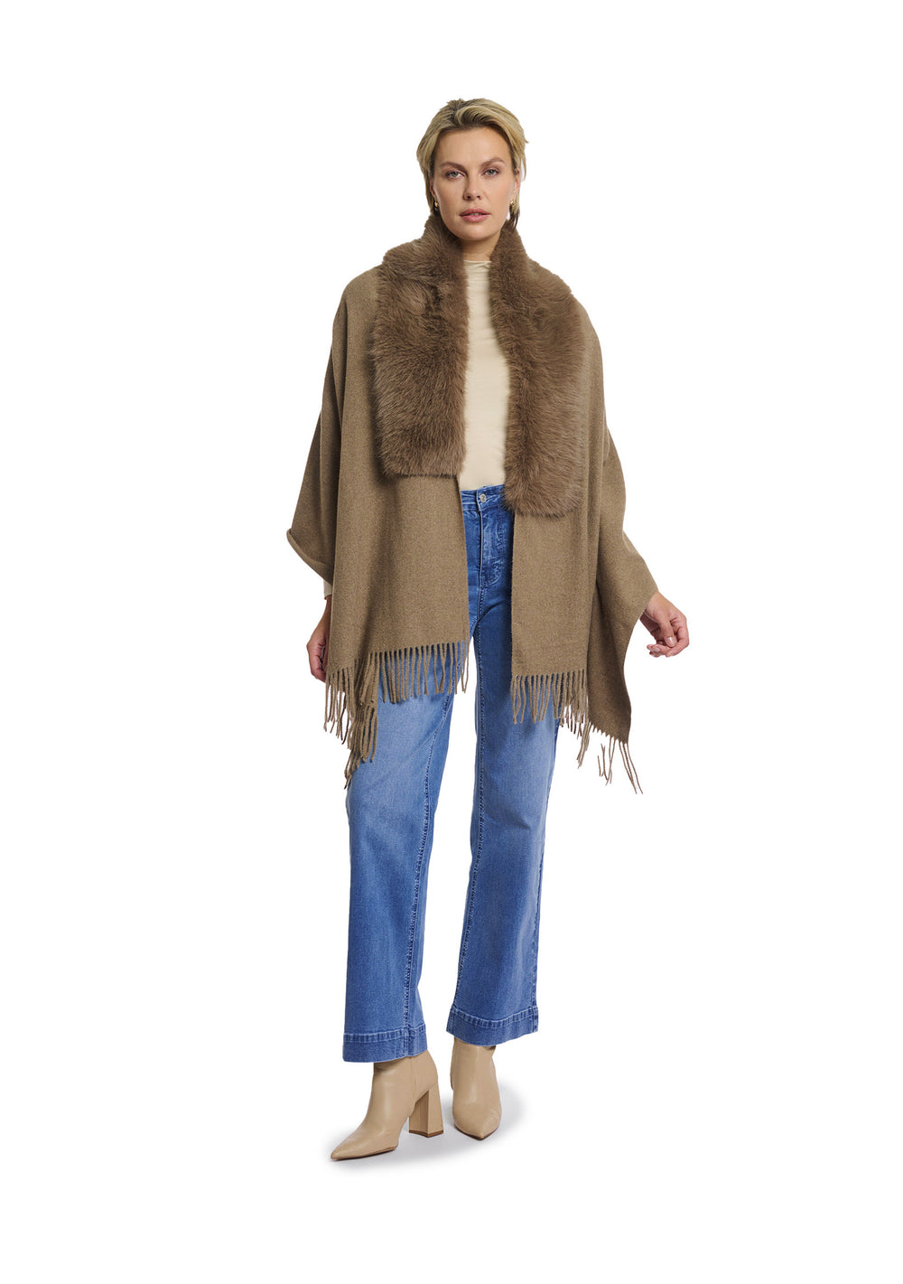 PONCHO DONNA Tortora Rino&pelle