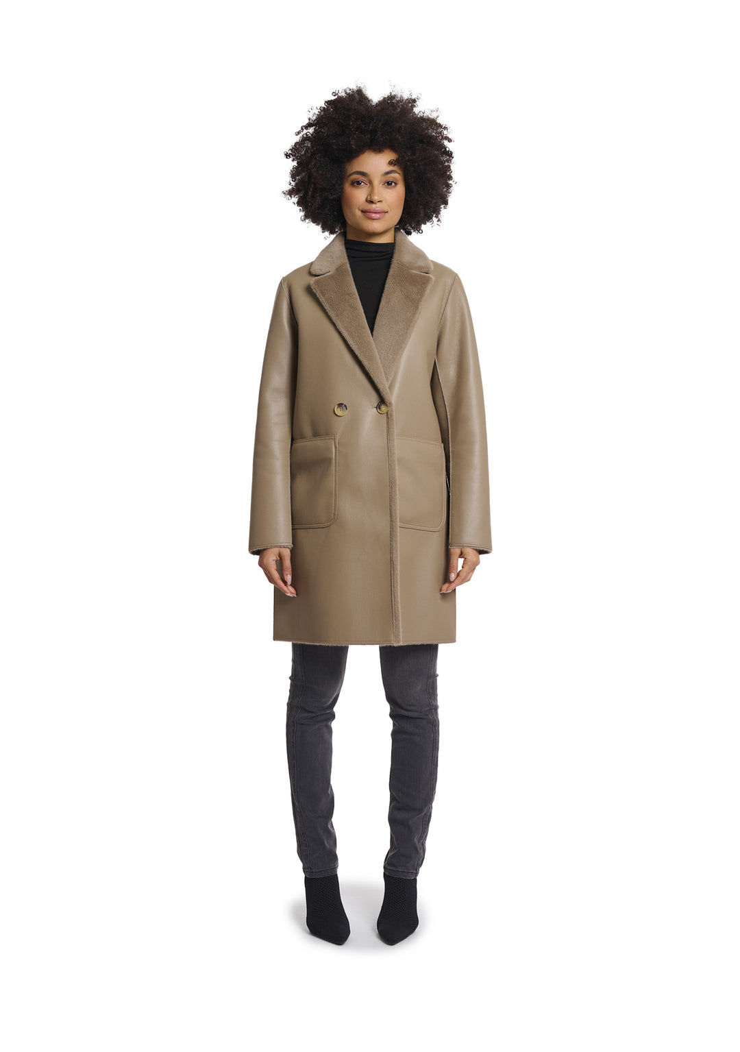 CAPPOTTO DONNA Tortora Rino&pelle